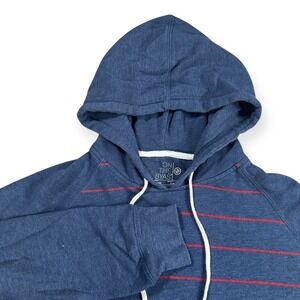 On The Byas Mens Hoodie Large Blue‎ Red Striped Pullover Sweatshirt RN090233